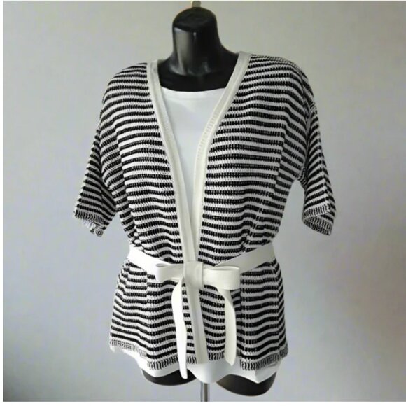 MaxMara Weekend Summer Cardigan Womens XS Stripe Cotton Linen Sweater - Picture 1 of 7